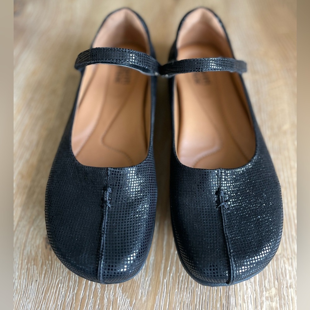 KALSO Earth SOLAR Mary Jane Black Leather Shimmer Size 9 Negative Heel - Picture 8 of 9